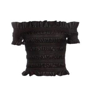 Valentino Black Lamb Leather Off Shoulder Top